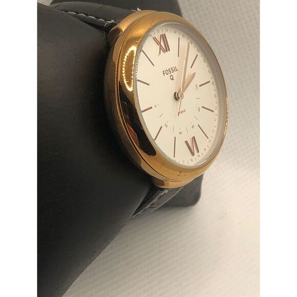Fossil Q FTW5021 Women's Black Leather Analog Dial Wrist Hybrid Smart Watch HK41 - Picture 3 of 9
